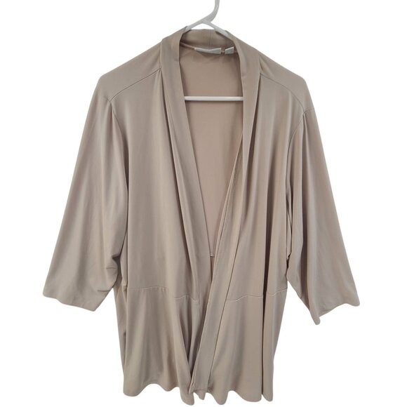 Susan Graver Women's Cardigan Open Front Long Sleeve Strech Mid Beige Size 3X - Picture 1 of 7